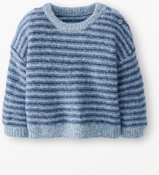 Boys' Blue Melange Stripe Pullover Sweater