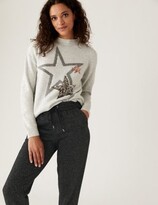 Thumbnail for your product : M&S Collection Cotton Rich Metallic Tapered Joggers