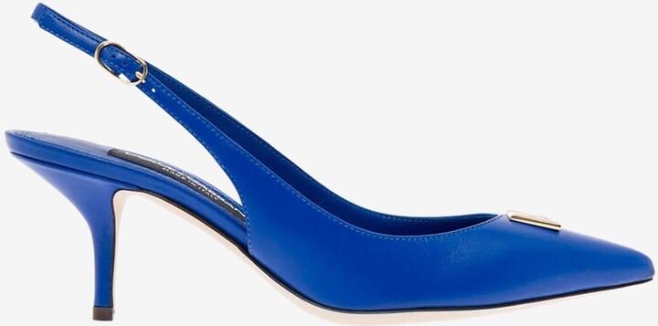 Dolce & Gabbana Cardinale 60 Logo Slingback Pumps in Calf Leather