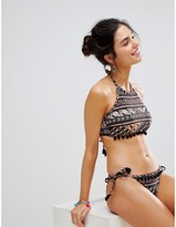 Thumbnail for your product : New Look mixed stripe print pompom bikini bottoms