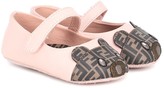 Thumbnail for your product : Fendi Kids Baby Bear Toe leather ballet flats