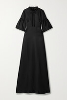 Thumbnail for your product : Reem Acra Tie-neck Mikado-piqué Gown - Black