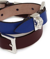 Thumbnail for your product : Alexander McQueen Three buckle double wrap leather bracelet