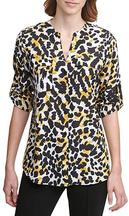 calvin klein yellow blouse