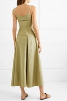 Thumbnail for your product : Three Graces London Aveline Cotton-poplin Midi Dress - Sage green