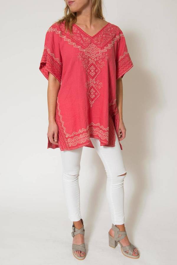 Johnny Was Dahlla Linen Poncho - ShopStyle Short Sleeve Tops