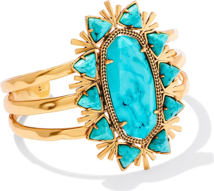 Kendra Scott Havana Vintage Gold Cuff Bracelet in Variegated Turquoise Magnesite | Variegated Magnesite