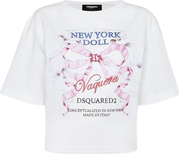 Vaquera x Dsquared2 New York Doll Crop Graphic T-Shirt