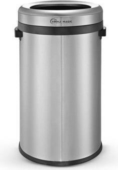 Simpli-Magic 80 Liter/21 Gallon Open Top Trash Can, Commercial Grade, Stainless Steel