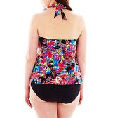 Thumbnail for your product : Liz Claiborne Floral Print Ruffled Halterkini Swim Top - Plus