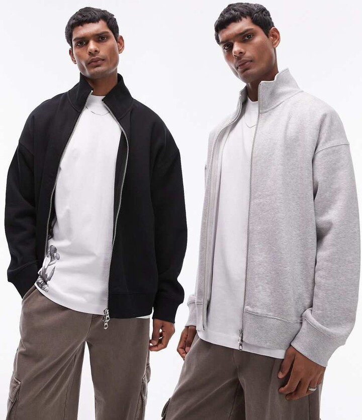 Clothing Topman Zip Up Hoodie TOPMAN Mens Burgundy Zipped Hoodie S