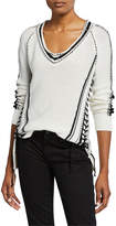 Thumbnail for your product : Jonathan Simkhai Chunky Cotton Striped V-Neck Sweater