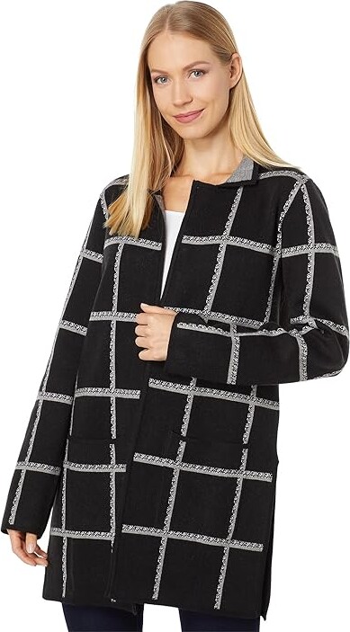 Hatley Sweater Blazer Women's Clothing Windowpane Plaid : MD, Nylon/Polyester/Viscose
