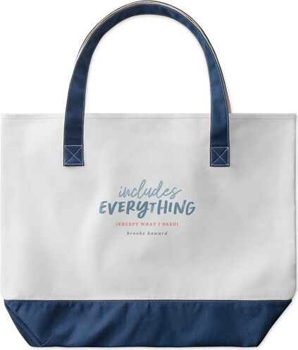 Large Personalized Tote Bags: Includes Everything, Navy/White, marine layer