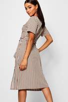 Thumbnail for your product : boohoo Stripe Short Sleeved Button Midi Dress