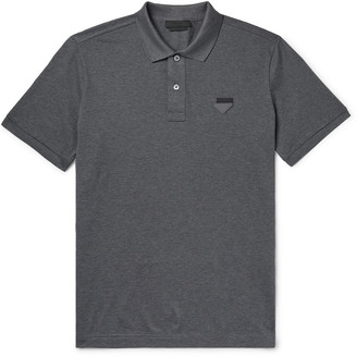 Prada Slim-Fit Logo-Appliqued Cotton-Pique Polo Shirt