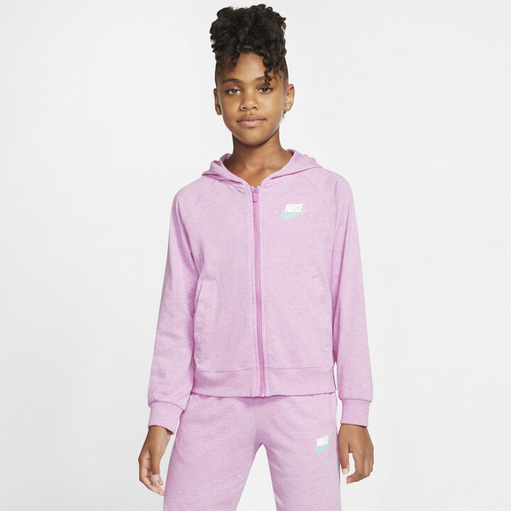 Nike Sportswear Big Kids' (Girls') Full-Zip Hoodie in Pink - ShopStyle
