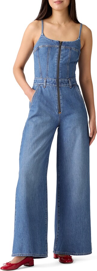 Bustier Zip Denim Jumpsuit