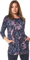 Thumbnail for your product : Roman Originals Women Animal Print Top Leopard Printed Tunic with Pockets Ladies Jersey Smart Blouse Casual 3/4 Sleeve Everyday Party Special Occasion Winter Spring Work Thick - Blue - Size 16