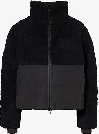 Canada Goose Womens Black Elora Fleece-Panel Shell-Down Puffer Jacket Xs