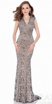 Thumbnail for your product : Terani Couture Scalloped Metallic Lace Evening Gown
