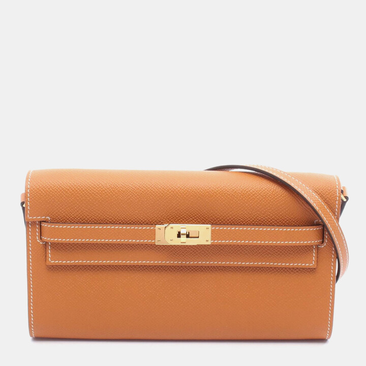 Hermes Kelly To Go Toffee Epsom Leather Wallet