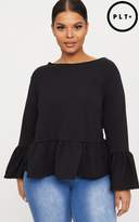 Thumbnail for your product : PrettyLittleThing Plus White Frill Sleeve Top