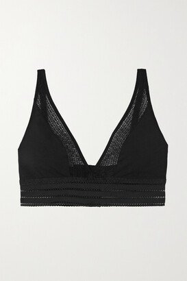 ELSE Jolie Stretch-mesh And Organic Cotton-jersey Soft-cup Triangle Bra - Black