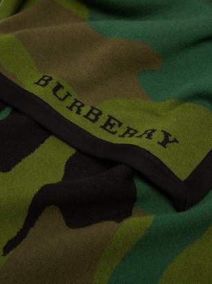 Burberry Camouflage Wool Blend Bandana Scarf - Womens - Khaki
