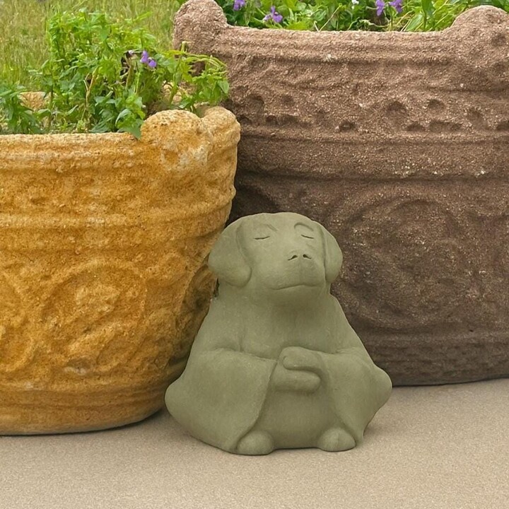 Large Meditating Dog | Premium Color Options The Original Buddha Dog Sculpture. Durable Solid Stone. Sealed For Outdoors. Handcrafted U.s.a
