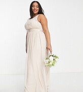 Thumbnail for your product : Little Mistress Plus Bridesmaid chiffon maxi dress in blush