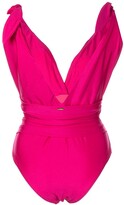 Thumbnail for your product : PatBO Belted Plunge-Neck Swimsuit