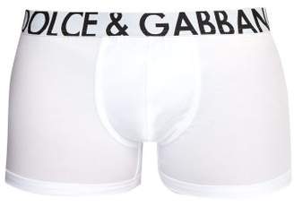 Dolce & Gabbana Logo Embroidered Boxer Trunks - Mens - White