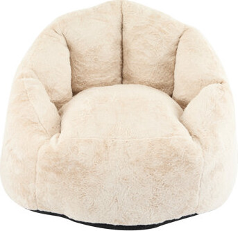 Indoor Beige Bean Bag In Armchair Style, High And Supportive Arms For Comfortable Gaming. Soft Velvety Fabric, Breathable Shredded Foam, Space - Savin