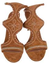 Thumbnail for your product : Sergio Rossi Embroidered Suede Sandals