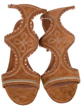 Sergio Rossi Embroidered Suede Sandals