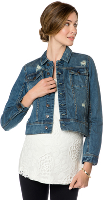A Pea in the Pod Button Front Plain Weave Denim Maternity Jacket