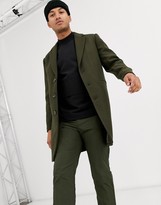 Thumbnail for your product : ASOS DESIGN wool mix overcoat in khaki
