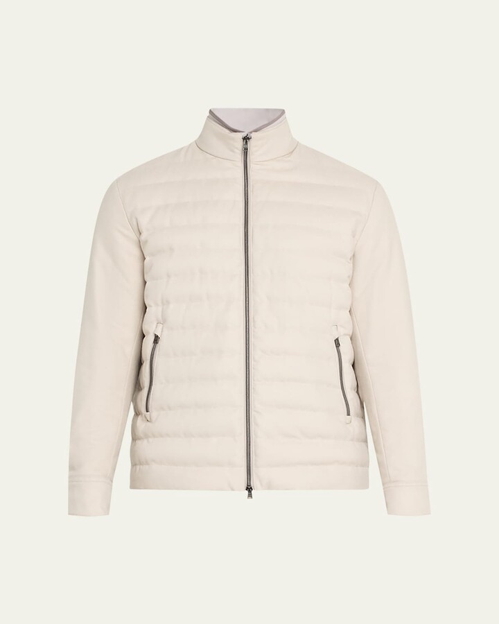 Herno Men's Padded Silk-Cashmere Zip Jacket