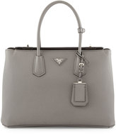 Thumbnail for your product : Prada Saffiano Cuir Large Turn-Lock Twin Bag, Gray (Marmo)