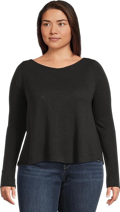 Prana New Moon Long Sleeve Women's Sweatshirt Black : LG (Women's 10-12) Hemp/Polyester/Tencel
