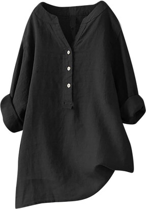 LEXUPE Women Stand Collar Long Sleeve Casual Loose Tunic Tops T Shirt Blouse S, Navy