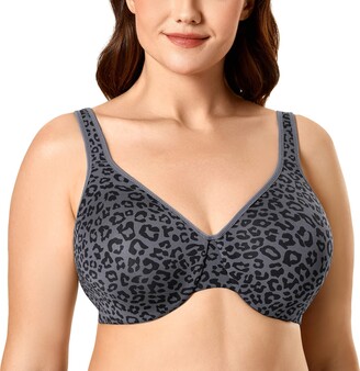 Delimira Women's Smooth Full Figure Large Busts Underwire Seamless Minimizer  Bras Black Gray Leopard 42E - ShopStyle