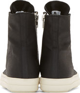 Thumbnail for your product : Rick Owens Black & White High-Top Denim Sneakers