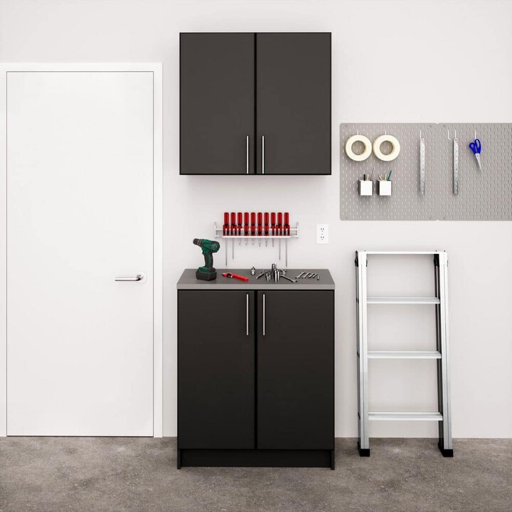 Prepac Elite 32 in. W x 89 in. H x 16 in. D Home Storage Cabinet Set - Black - 2 Piece