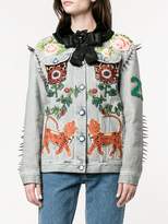 Thumbnail for your product : Gucci King Charles Spaniel studded denim jacket