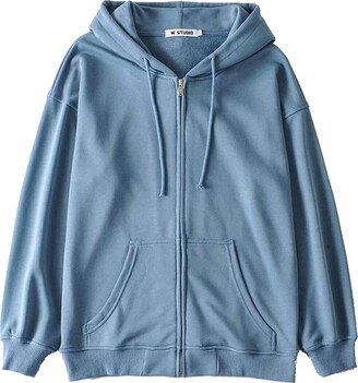 Geagodelia Zip Up Hoodie for Women Vintage Oversized Hoodie Sweatshirt for Teenager Girl Y2K Fashion Top College Jacket 