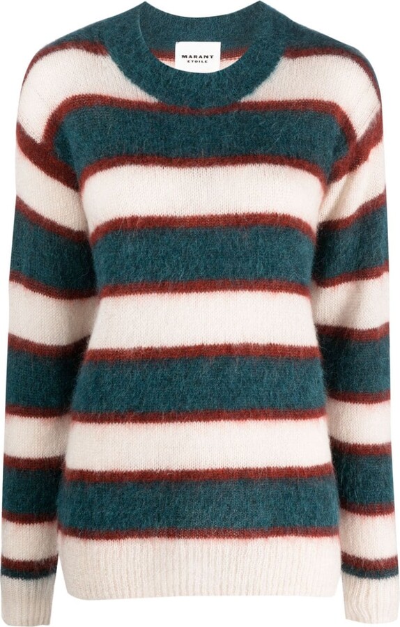 MARANT ÉTOILE Drussell brushed-effect striped jumper - ShopStyle Knitwear