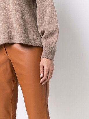 L'Autre Chose Flared Leather Cropped Trousers