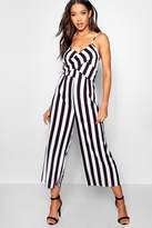 Thumbnail for your product : boohoo Wide Stripe Twist Front Culotte Jumpsuit